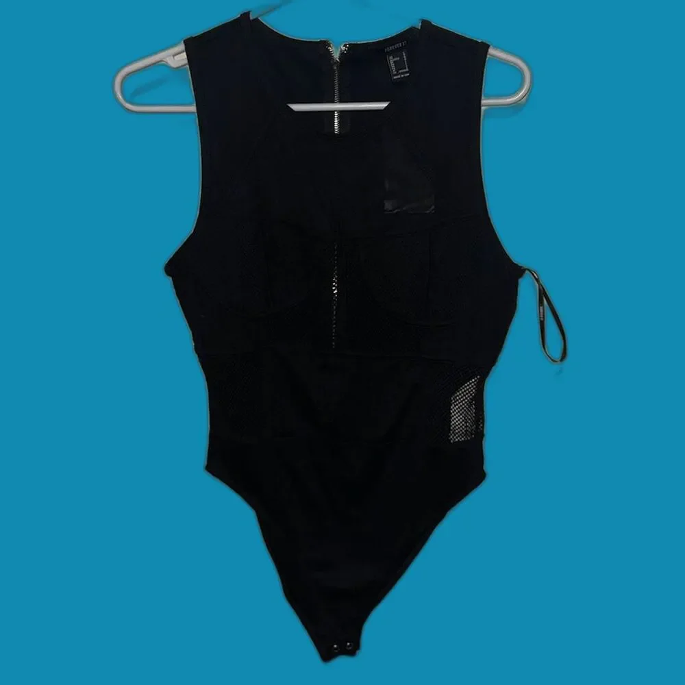 NWT Forever 21 Mesh Zip Up Body Suit size: Large - Picture 3 of 4